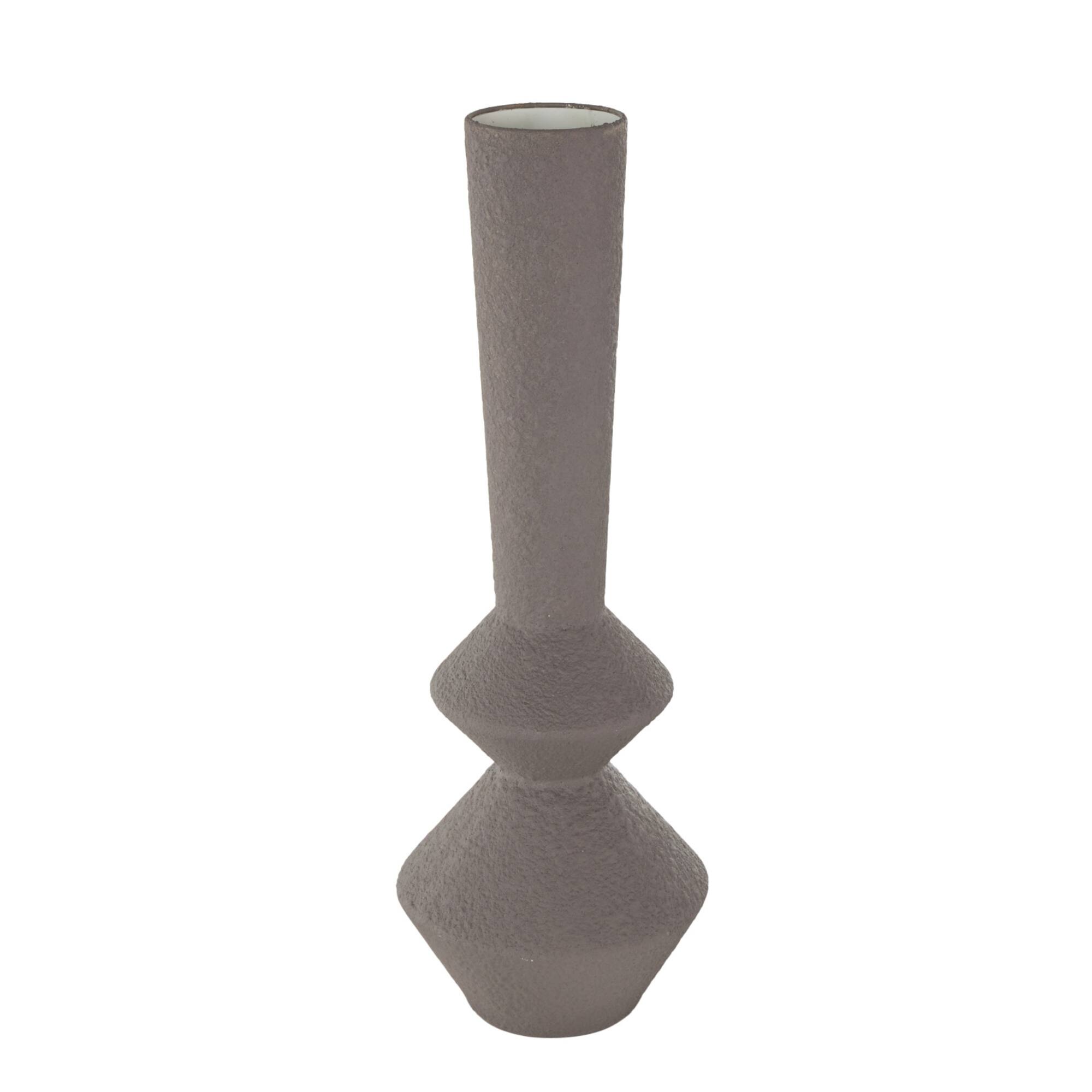 24.75" Dark Gray Metal Art Deco Fluted Decorative Vase